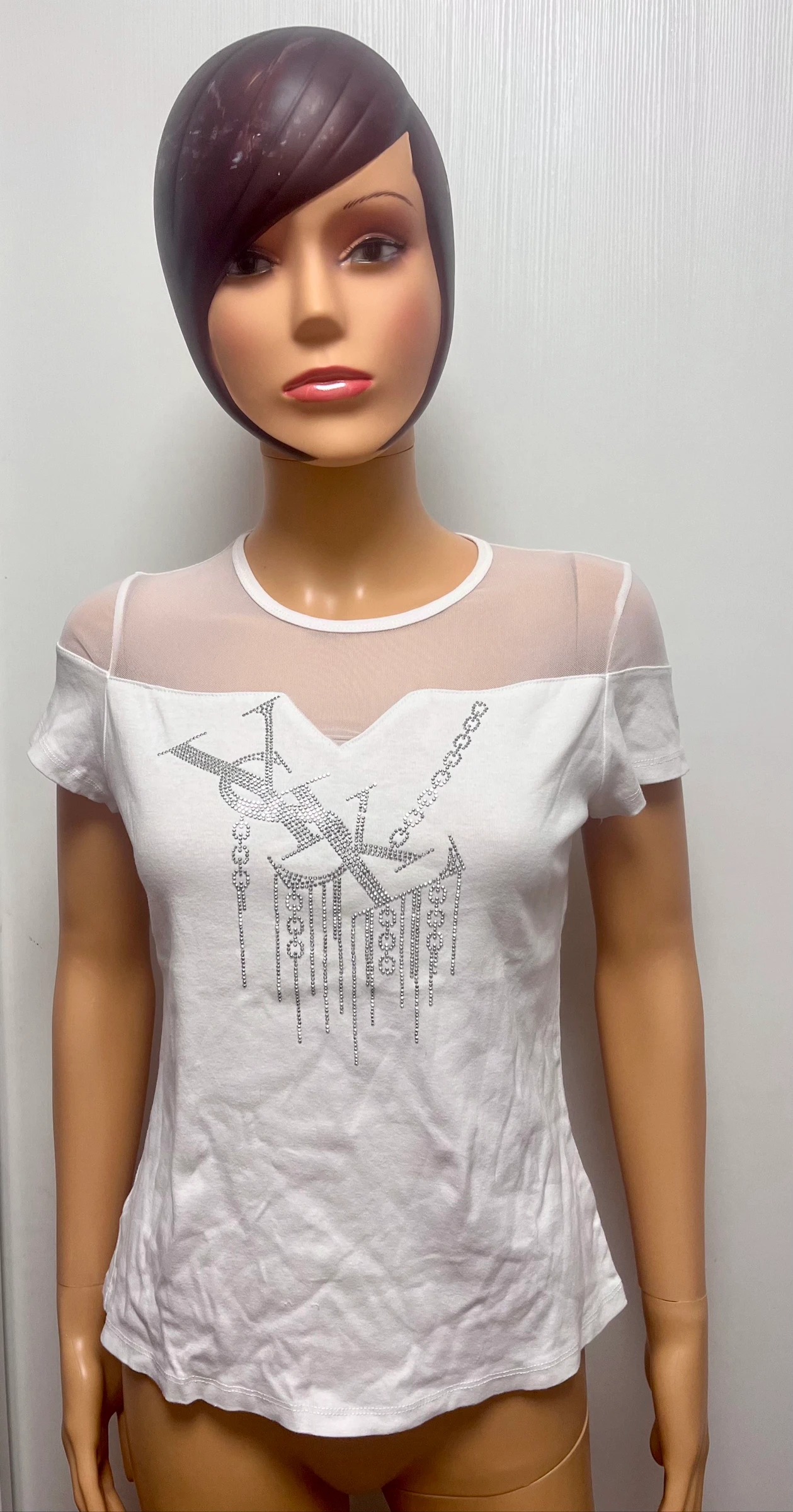 TEE shirt blanc voile strass